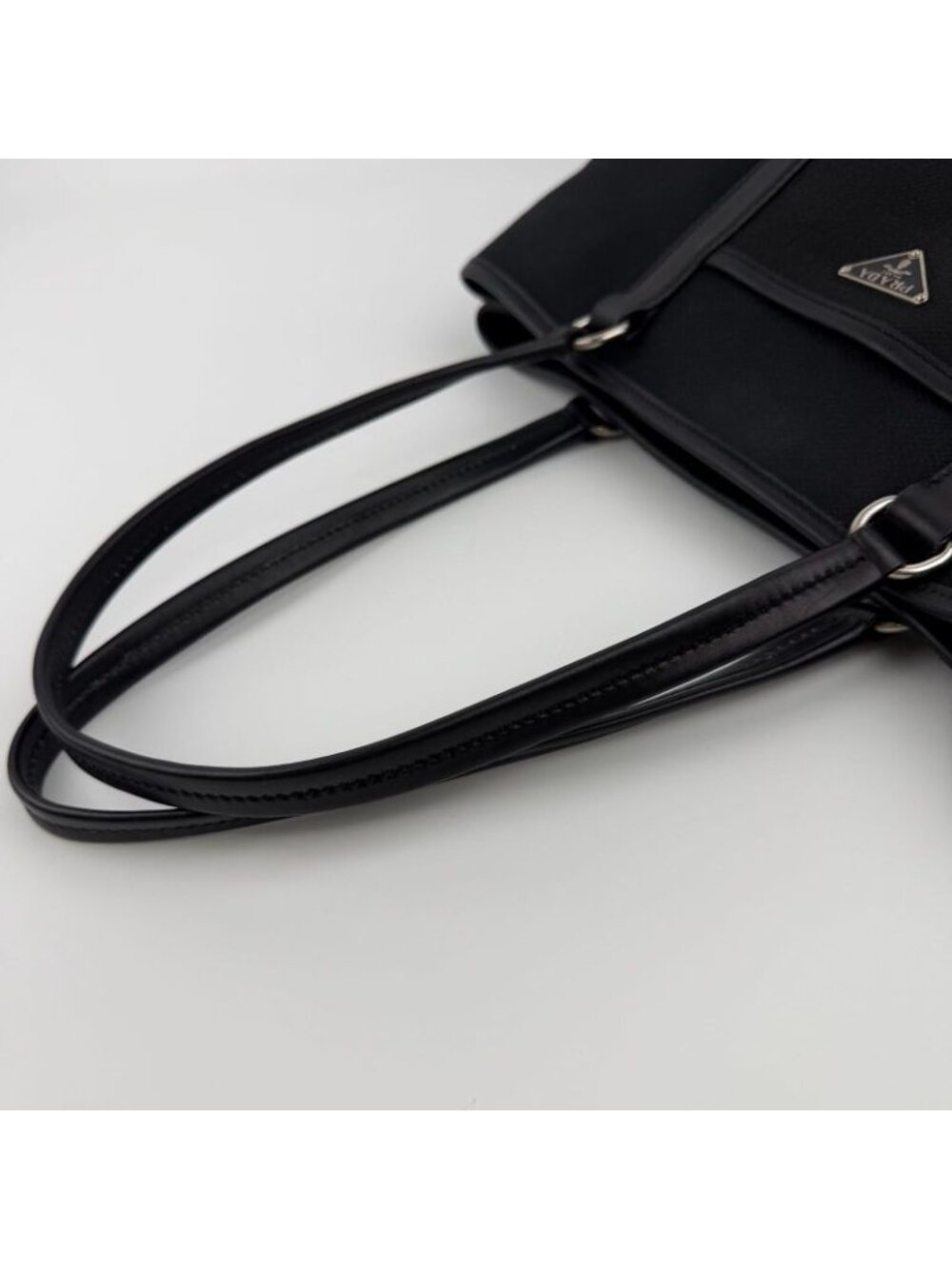 ★SOLD★ Prada Tote Black Canvas Vintage - Picture 13 of 16